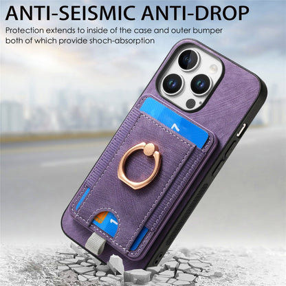 For iPhone 16 Pro Retro Splitable Magnetic Card Bag Leather Phone Case(Purple) - iPhone 16 Pro Cases by buy2fix | Online Shopping UK | buy2fix