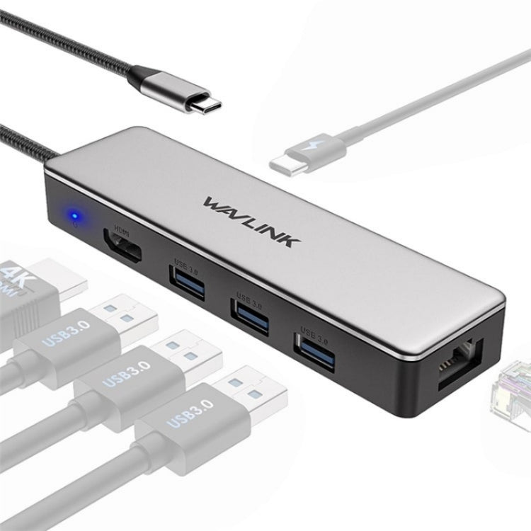 WAVLINK UHP3413 6 in 1 4K Thunderbolt 3 Type-C Devices Hub Adapter USB-C Docking Station - USB HUB by WAVLINK | Online Shopping UK | buy2fix