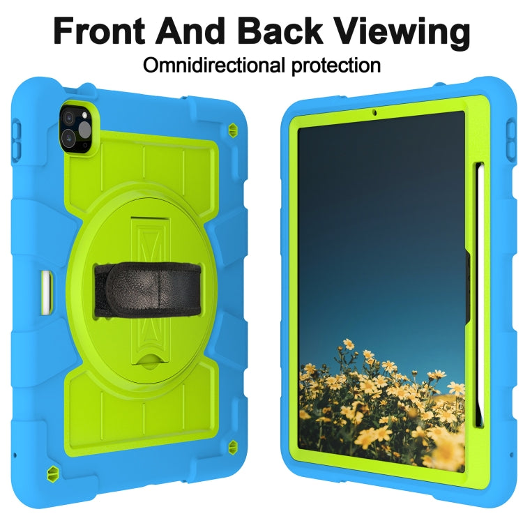 For iPad Air 11 2024 Silicone Hybrid PC Shockproof Tablet Case with Shoulder Strap(Bluish-Green) - iPad Air 11 2024 Cases by buy2fix | Online Shopping UK | buy2fix