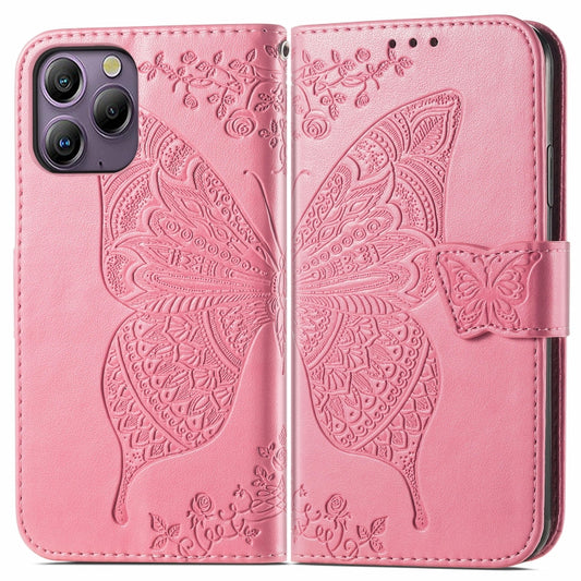 For Blackview A96 Butterfly Love Flower Embossed Leather Phone Case(Pink) - More Brand by buy2fix | Online Shopping UK | buy2fix