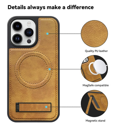 For iPhone 13 Pro Multi-function Holder MagSafe PU Phone Case(Brown) - iPhone 13 Pro Cases by buy2fix | Online Shopping UK | buy2fix