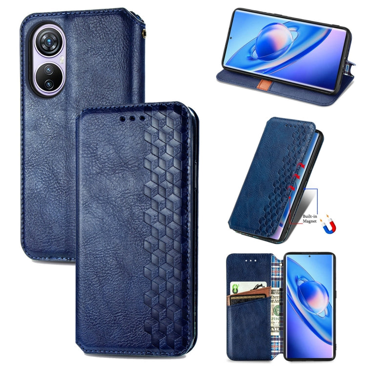 For Blackview A200 Pro Cubic Grid Pressed Magnetic Leather Phone Case(Blue) - More Brand by buy2fix | Online Shopping UK | buy2fix