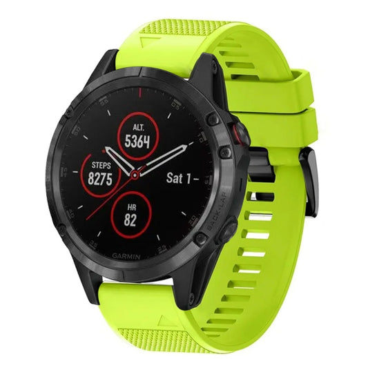 For Garmin Fenix 5 22mm Quick Release Silicone Watch Band(Lime Green) - Watch Bands by buy2fix | Online Shopping UK | buy2fix