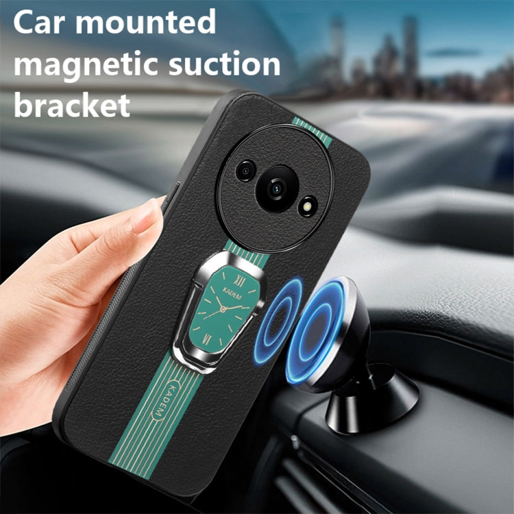 For Xiaomi Redmi A3 Magnetic Litchi Leather Back Phone Case with Holder(Green) - Xiaomi Cases by buy2fix | Online Shopping UK | buy2fix