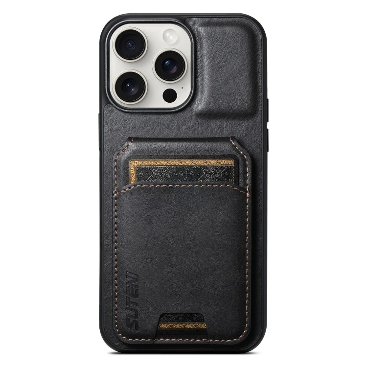 For iPhone 15 Pro Max Suteni H02 Leather Wallet Stand Back Phone Case(Black) - iPhone 15 Pro Max Cases by Suteni | Online Shopping UK | buy2fix