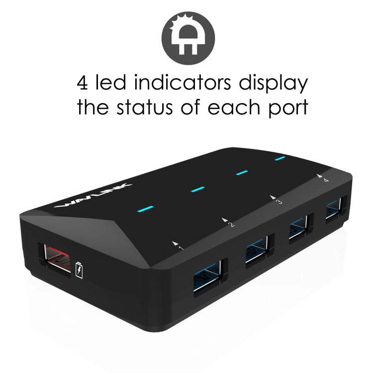 WAVLINK WL-UH3042P1 2.4A Fast Charging Adapter for Keyboard Mouse 4-Port USB3.0 HUB(UK Plug) - USB 3.0 HUB by WAVLINK | Online Shopping UK | buy2fix