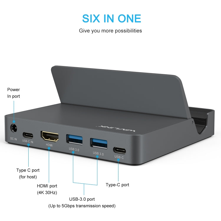 WAVLINK WL-UHP3D01 Portable Type-C Cell Phone Docking Station Multi-Port USB HUB Adapter(AU Plug) - USB 3.0 HUB by WAVLINK | Online Shopping UK | buy2fix