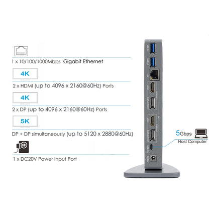 WAVLINK WL-UG69DK7 Laptops Type-C Universal Desktop Docking Station Aluminum Alloy HUB Adapter(AU Plug) - USB HUB by WAVLINK | Online Shopping UK | buy2fix