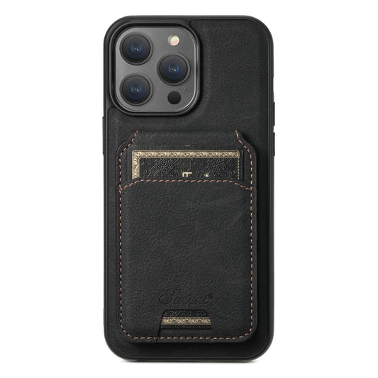 For iPhone 14 Pro Max Suteni H17 Litchi Texture Leather MagSafe Detachable Wallet Phone Case(Black) - iPhone 14 Pro Max Cases by Suteni | Online Shopping UK | buy2fix