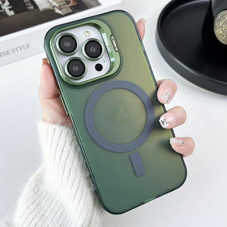 For iPhone 14 Pro MagSafe Lens Holder PC Hybrid TPU Phone Case(Green) - iPhone 14 Pro Cases by buy2fix | Online Shopping UK | buy2fix
