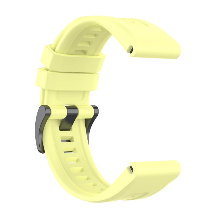 For Garmin Fenix 7 Pro Solid Color Black Buckle Silicone Quick Release Watch Band(Yellow) - Watch Bands by buy2fix | Online Shopping UK | buy2fix