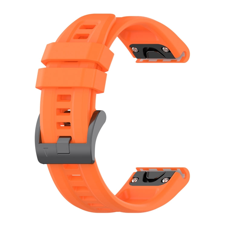 For Garmin Fenix 5 / Fenix 5 Plus Solid Color Black Buckle Silicone Quick Release Watch Band(Orange) - Watch Bands by buy2fix | Online Shopping UK | buy2fix