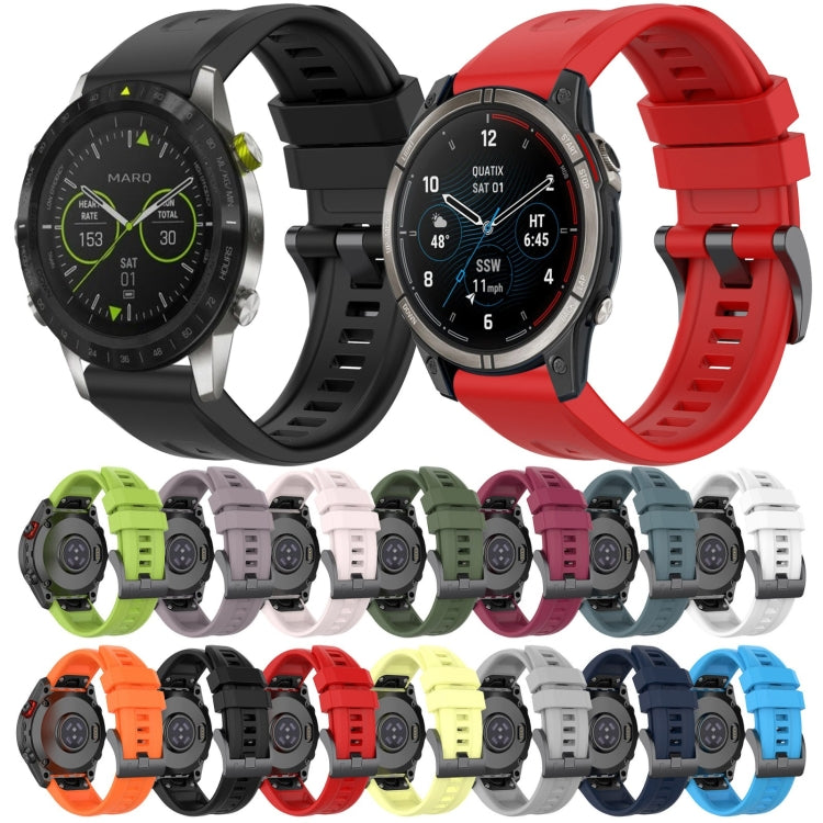 For Garmin Fenix 5 / Fenix 5 Plus Solid Color Black Buckle Silicone Quick Release Watch Band(Orange) - Watch Bands by buy2fix | Online Shopping UK | buy2fix