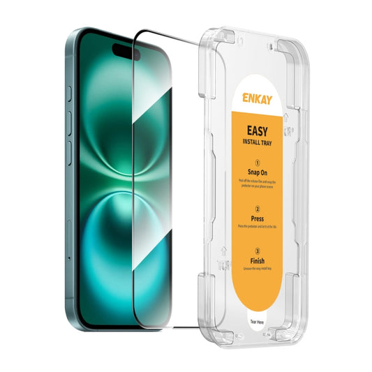 For iPhone 16 Plus ENKAY Easy Install High Alumina Silicon Full Glass Film - iPhone 16 Plus Tempered Glass by ENKAY | Online Shopping UK | buy2fix