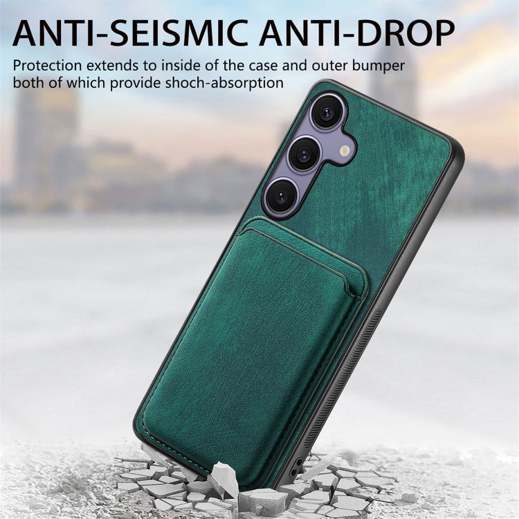 For Samsung Galaxy S25 5G Retro Leather Card Bag Magnetic Phone Case(Green) - Galaxy S25 5G Cases by buy2fix | Online Shopping UK | buy2fix