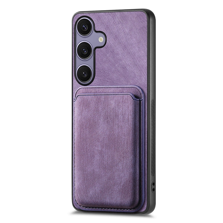 For Samsung Galaxy S25 5G Retro Leather Card Bag Magnetic Phone Case(Purple) - Galaxy S25 5G Cases by buy2fix | Online Shopping UK | buy2fix