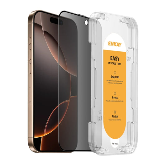 For iPhone 16 Pro Max ENKAY Easy Install Anti-peeping Privacy Full Screen Tempered Glass Film - iPhone 16 Pro Max Tempered Glass by ENKAY | Online Shopping UK | buy2fix