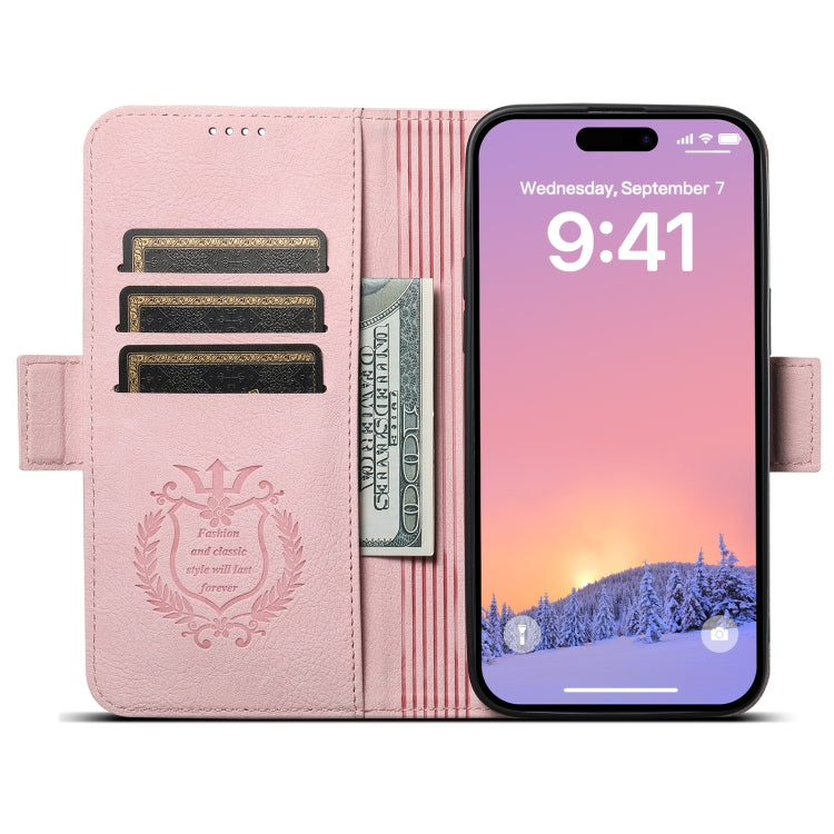 For iPhone 12 / 12 Pro SUTENI J07 Multifunctional Horizontal Flip Magsafe Leather Phone Case(Pink) - iPhone 12 / 12 Pro Cases by Suteni | Online Shopping UK | buy2fix