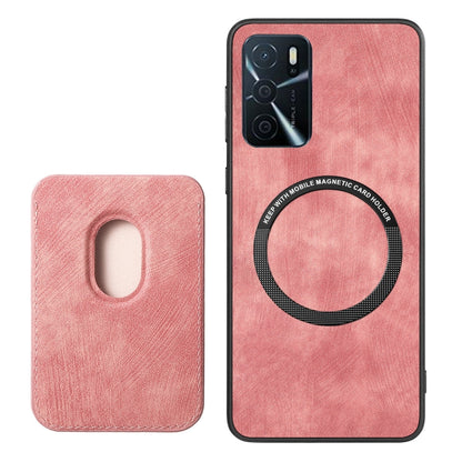 For OPPO Reno6 Z Retro Leather Card Bag Magnetic Phone Case(Pink) - OPPO Cases by buy2fix | Online Shopping UK | buy2fix