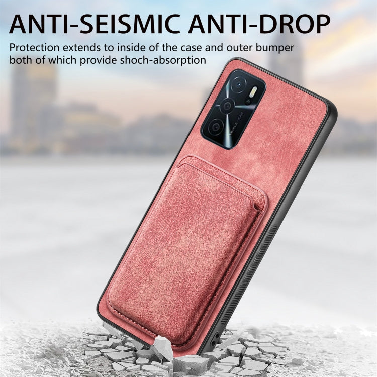 For OPPO Reno6 Z Retro Leather Card Bag Magnetic Phone Case(Pink) - OPPO Cases by buy2fix | Online Shopping UK | buy2fix