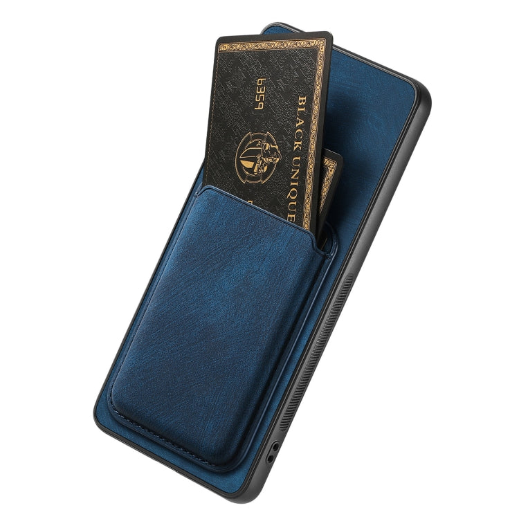 For OPPO A72 5G Retro Leather Card Bag Magnetic Phone Case(Blue) - OPPO Cases by buy2fix | Online Shopping UK | buy2fix