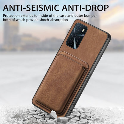 For OPPO A38 4G / A18 4G Retro Leather Card Bag Magnetic Phone Case(Brown) - OPPO Cases by buy2fix | Online Shopping UK | buy2fix