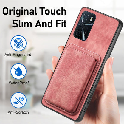 For OPPO A78 5G / A58 5G Retro Leather Card Bag Magnetic Phone Case(Pink) - OPPO Cases by buy2fix | Online Shopping UK | buy2fix