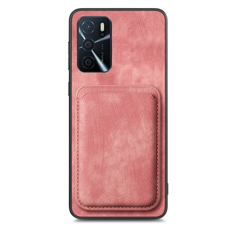 For OPPO A7/A12 Retro Leather Card Bag Magnetic Phone Case(Pink) - OPPO Cases by buy2fix | Online Shopping UK | buy2fix