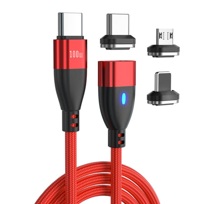 ENKAY 3 in 1 PD100W Type-C to Type-C / 8 Pin / Micro USB Magnetic Fast Charging Cable, Cable Length:1m(Red) - Charging Cable & Head by ENKAY | Online Shopping UK | buy2fix