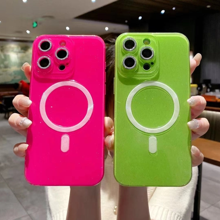 For iPhone 14 Plus / 15 Plus Jelly Glitter Solid Color MagSafe TPU Phone Case(Fluorescent Green) - iPhone 15 Plus Cases by buy2fix | Online Shopping UK | buy2fix