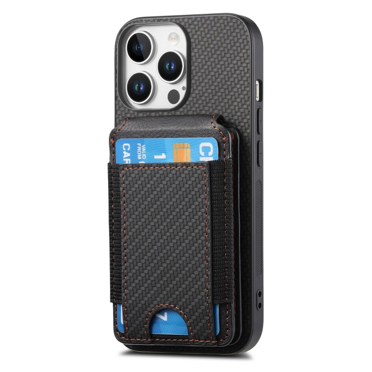 For iPhone 16 Pro Carbon Fiber Vertical Flip Wallet Stand Phone Case(Black) - iPhone 16 Pro Cases by buy2fix | Online Shopping UK | buy2fix