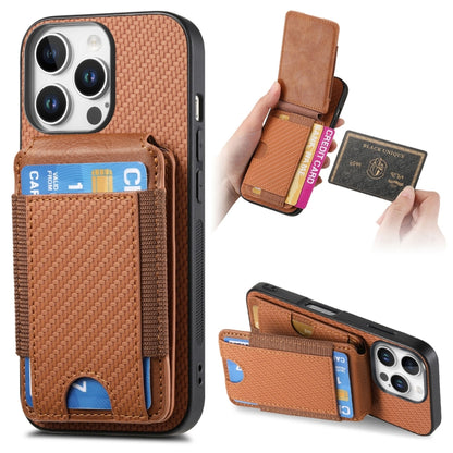 For iPhone 16 Pro Carbon Fiber Vertical Flip Wallet Stand Phone Case(Brown) - iPhone 16 Pro Cases by buy2fix | Online Shopping UK | buy2fix