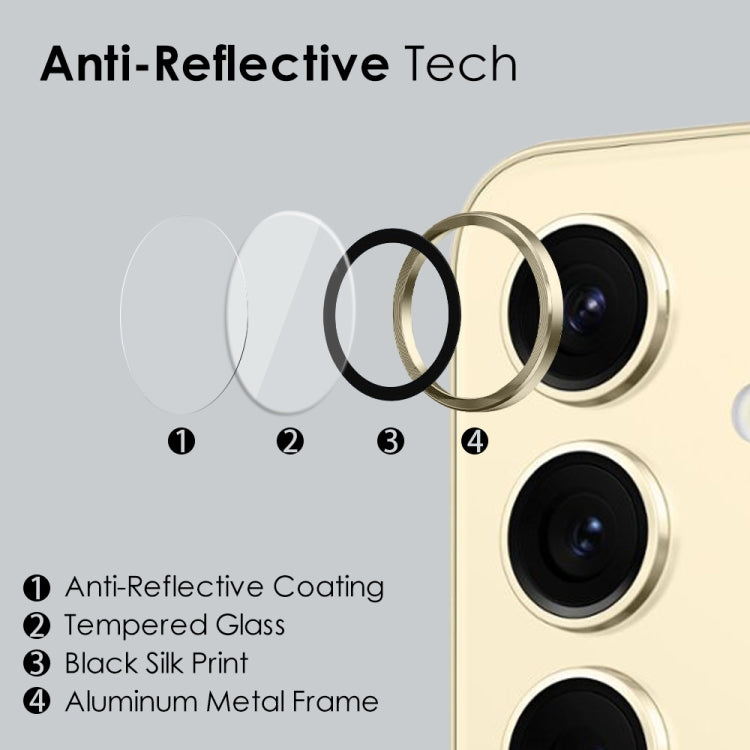 For Samsung Galaxy S24+ 5G NORTHJO Camera LensCD Vein Metal Ring Tempered Glass Film(Gold) - Galaxy S24+ 5G Tempered Glass by NORTHJO | Online Shopping UK | buy2fix