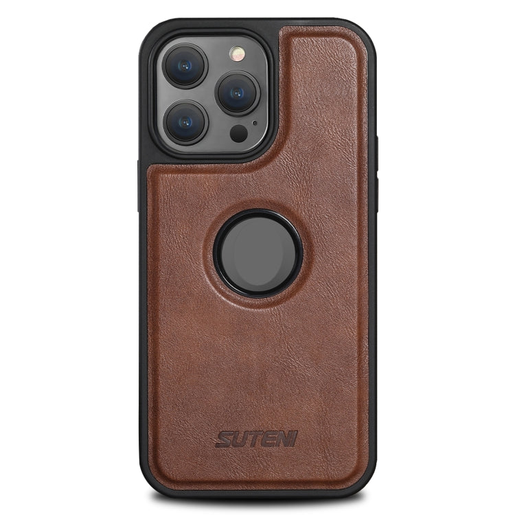 For iPhone 12 Suteni G1 Magsafe Leather Back Phone Case(Brown) - iPhone 12 / 12 Pro Cases by Suteni | Online Shopping UK | buy2fix