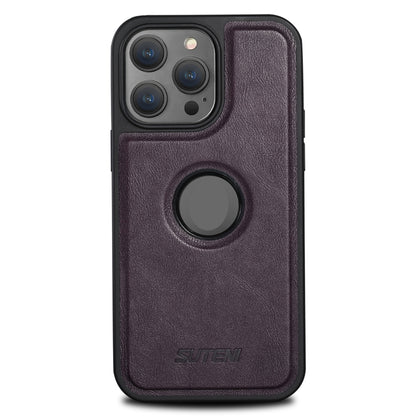 For iPhone 14 Suteni G1 Magsafe Leather Back Phone Case(Purple) - iPhone 14 Cases by Suteni | Online Shopping UK | buy2fix