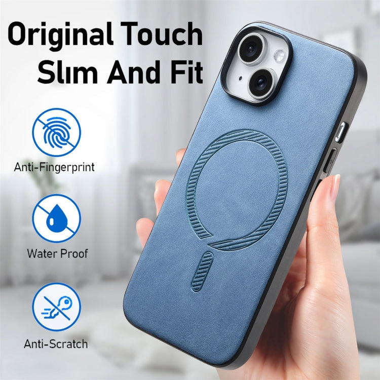 For iPhone 16 Pro Max Solid Color Retro Magsafe PU Back Cover Phone Case(Blue) - More iPhone Cases by buy2fix | Online Shopping UK | buy2fix