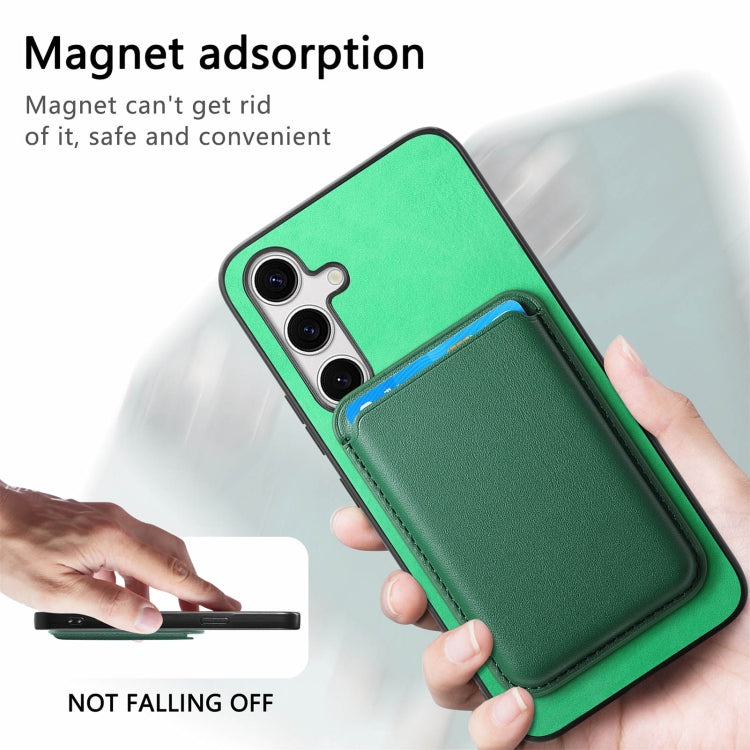 For Samsung Galaxy S25 5G Retro Magsafe Card Bag PU Back Cover Phone Case(Green) - Galaxy S25 5G Cases by buy2fix | Online Shopping UK | buy2fix