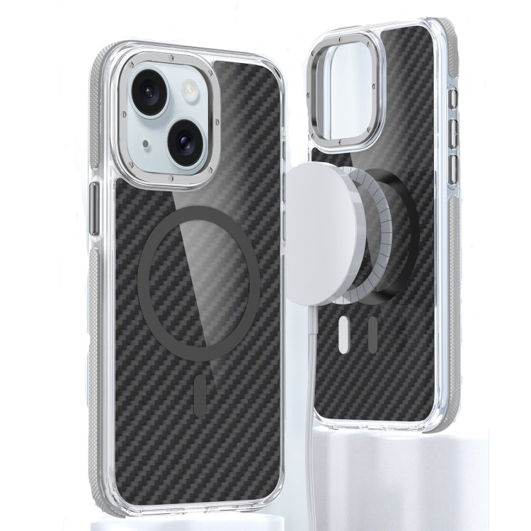 For iPhone 15 Plus Magsafe Dual-Color Carbon Fiber Phone Case(Grey) - iPhone 15 Plus Cases by buy2fix | Online Shopping UK | buy2fix