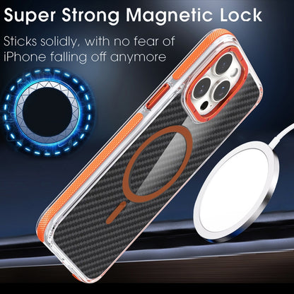 For iPhone 14 Pro Max Magsafe Dual-Color Carbon Fiber Phone Case(Orange) - iPhone 14 Pro Max Cases by buy2fix | Online Shopping UK | buy2fix