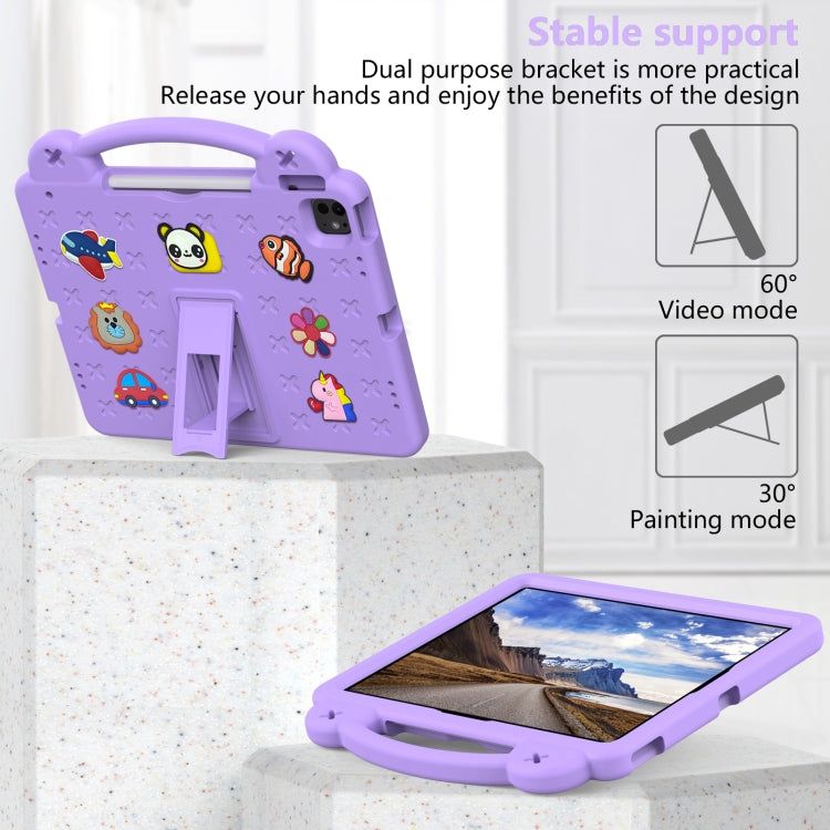 For iPad Pro 13 2024 Handle Kickstand Children EVA Shockproof Tablet Case(Light Purple) - iPad Pro 13 2024 Cases by buy2fix | Online Shopping UK | buy2fix