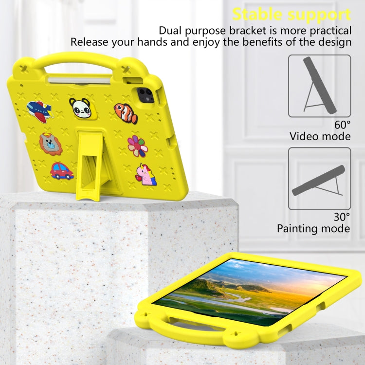 For iPad Pro 13 2024 Handle Kickstand Children EVA Shockproof Tablet Case(Yellow) - iPad Pro 13 2024 Cases by buy2fix | Online Shopping UK | buy2fix