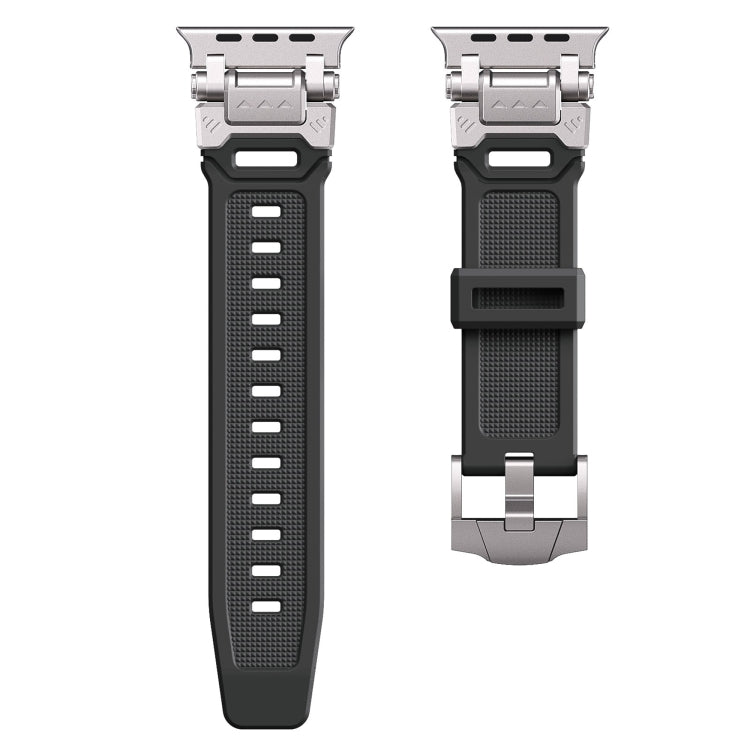 For Apple Watch Series 4 44mm Silicone Armor Mecha Head Watch Band(Black) - Watch Bands by buy2fix | Online Shopping UK | buy2fix