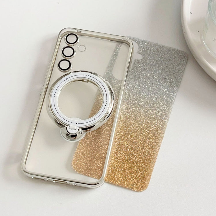 For Samsung Galaxy S24+ 5G Rotation MagSafe Holder Gradient Glitter TPU Phone Case(Gold) - Galaxy S24+ 5G Cases by buy2fix | Online Shopping UK | buy2fix