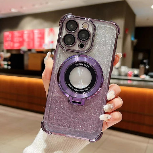 For iPhone 14 Pro Max Invisible Holder Gradient Glitter Magsafe Phone Case(Dark Night Purple) - iPhone 14 Pro Max Cases by buy2fix | Online Shopping UK | buy2fix