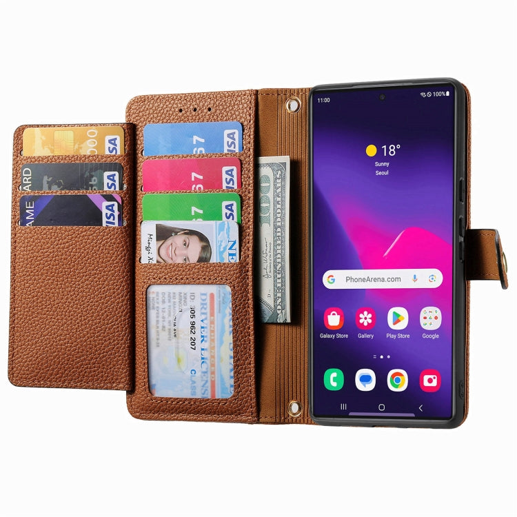 For Samsung Galaxy S25 Ultra 5G Love Zipper Lanyard Leather Phone Case(Brown) - Galaxy S25 Ultra 5G Cases by buy2fix | Online Shopping UK | buy2fix