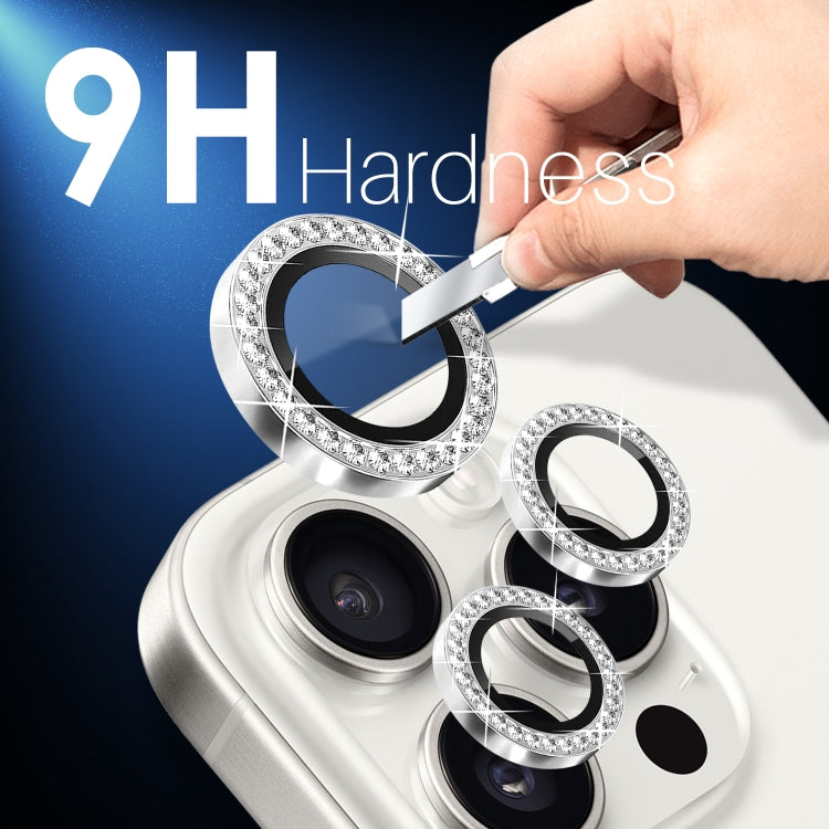 For iPhone 15 Pro / 15 Pro Max NORTHJO 2 Set 6Pcs Camera Lens Protector Diamond Metal Ring Film(Silver) - iPhone 15 Pro Max Tempered Glass by NORTHJO | Online Shopping UK | buy2fix