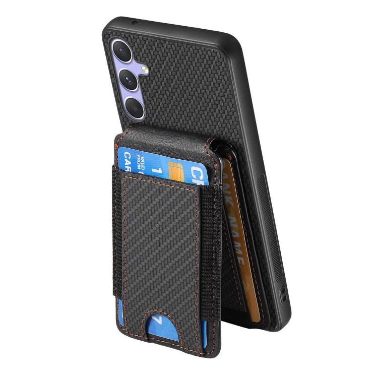 For Samsung Galaxy S25 5G Carbon Fiber Vertical Flip Wallet Stand Phone Case(Black) - Galaxy S25 5G Cases by buy2fix | Online Shopping UK | buy2fix