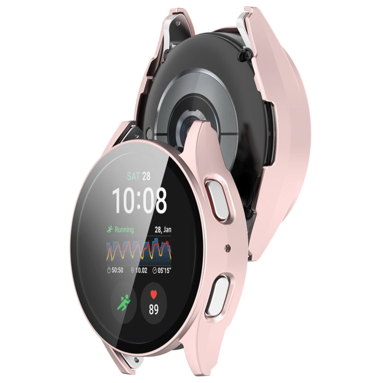 For Samsung Galaxy Watch 7 44mm PC+Tempered Film Integrated Waterproof Watch Protective Case(Rose Gold) - Watch Cases by buy2fix | Online Shopping UK | buy2fix