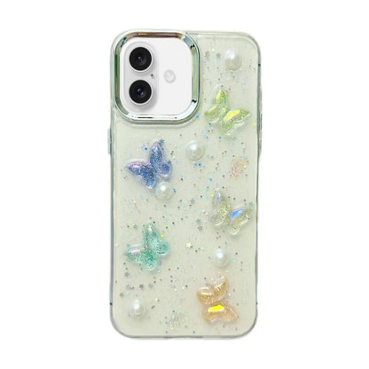 For iPhone 16 Plus 3D Colorful Crystal Butterfly TPU Phone Case(Butterfly Pearl) - iPhone 16 Plus Cases by buy2fix | Online Shopping UK | buy2fix