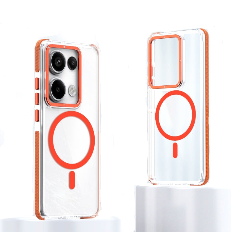 For Xiaomi Redmi Note 13 Pro 4G Magsafe Two-color TPU Transparent PC Shockproof Phone Case(Orange) - Note 13 Pro Cases by buy2fix | Online Shopping UK | buy2fix